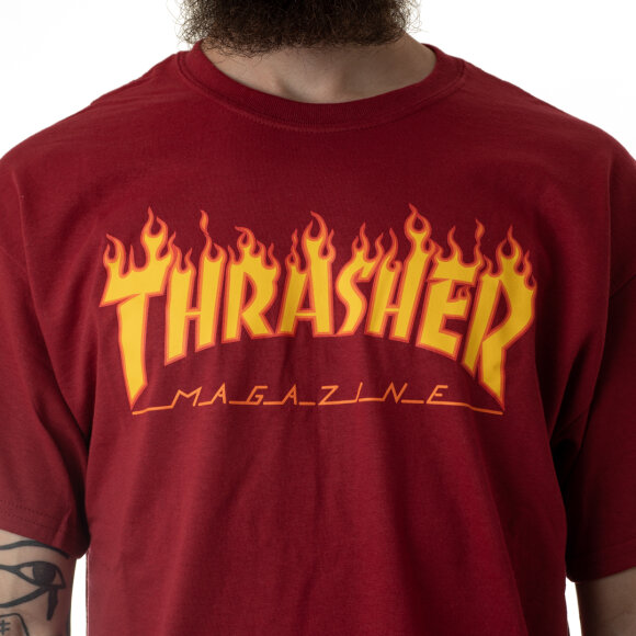 Thrasher - Thrasher - S/S Tee Flame | Cardinal