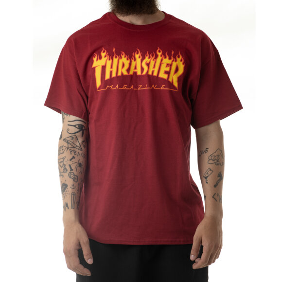 Thrasher - Thrasher - S/S Tee Flame | Cardinal