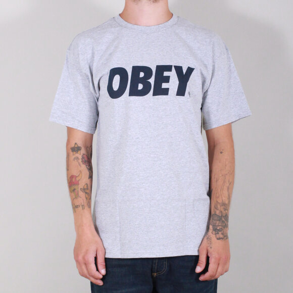 Obey - T-shirt Font Heather Grey/Blue